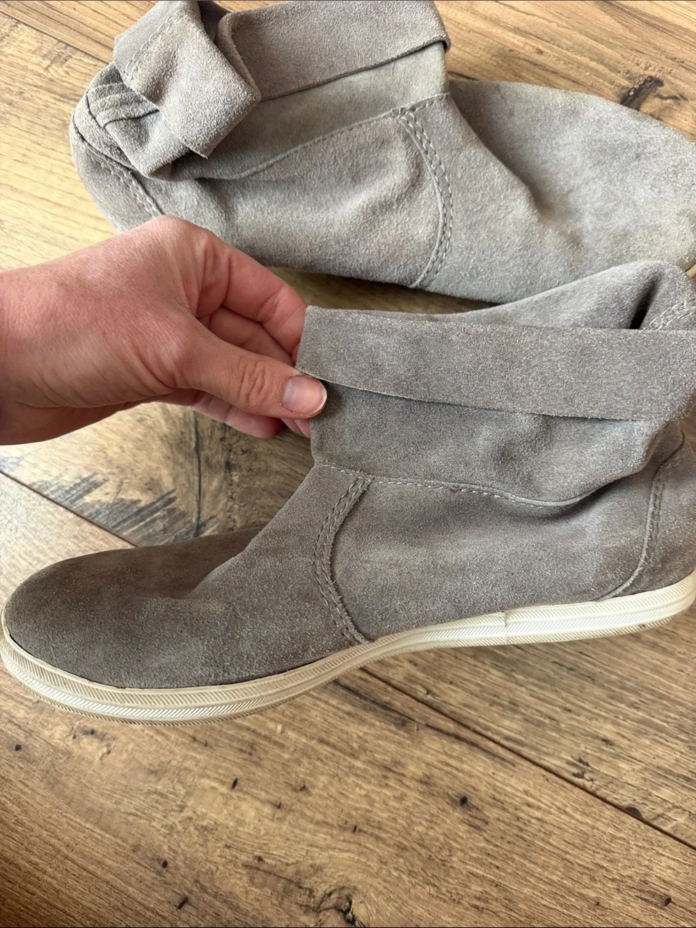 Authentic ALL BLACK Suede Fold-Over Ankle Boots